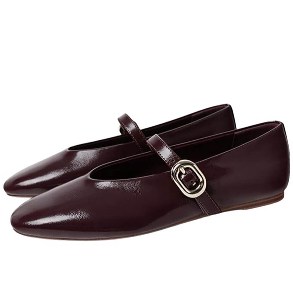 wine red strap ballet flats boogzel clothing