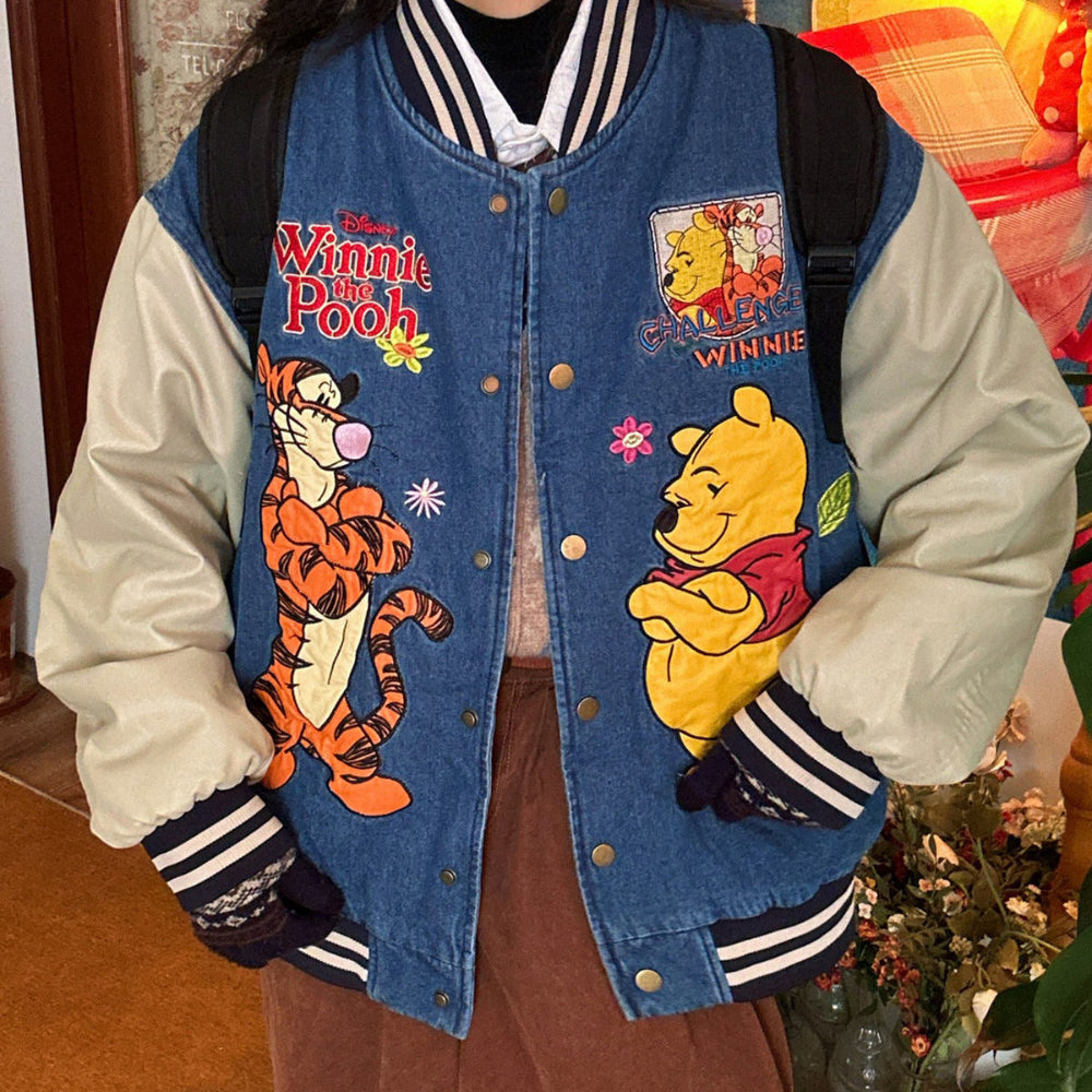 winnie pooh denim bomber jacket