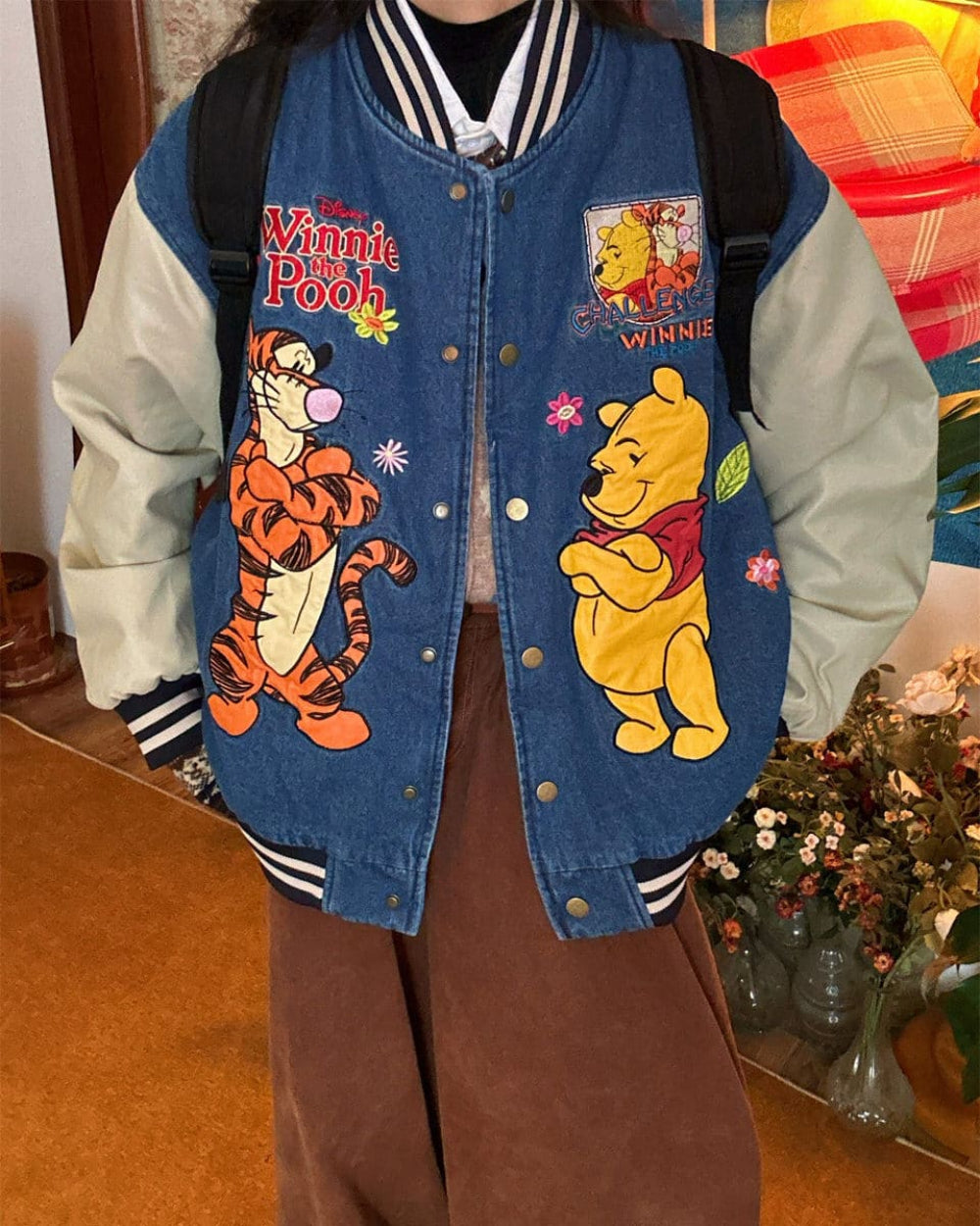 winnie pooh denim bomber jacket