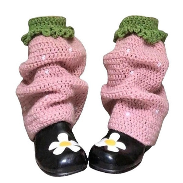 strawberry knit leg warmers boogzel clothing