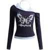 y2k butterfly layered top boogzel clothing