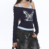 y2k butterfly layered top boogzel clothing