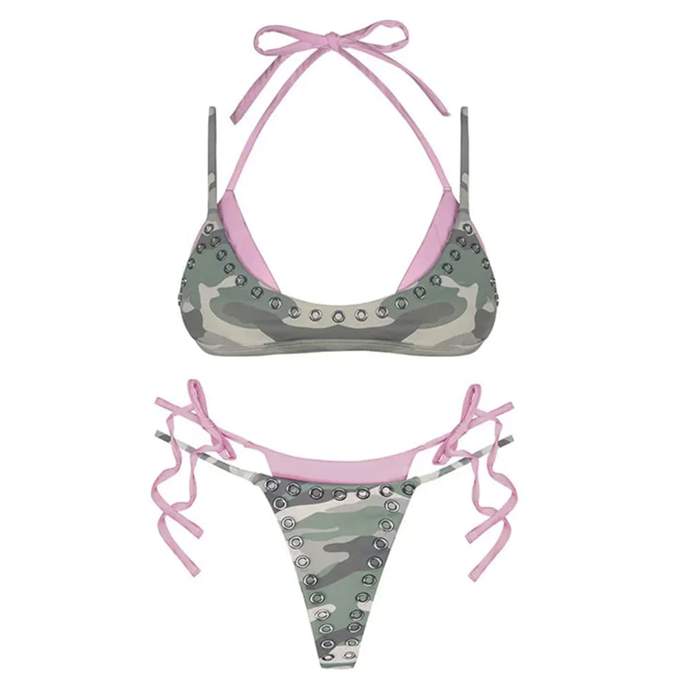 y2k camouflage bikini set boogzel clothing