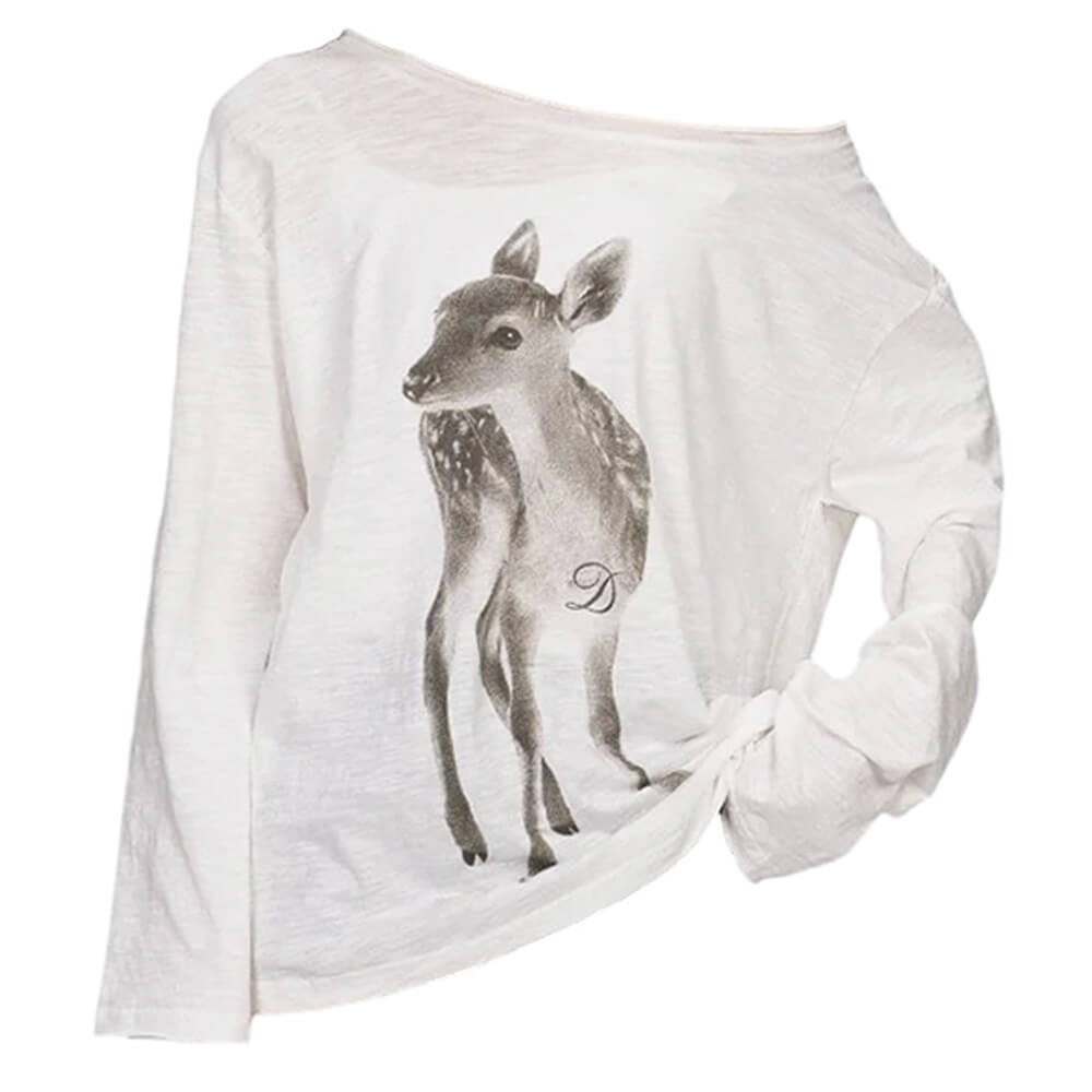 y2k deer print one shoulder top boogzel clothing