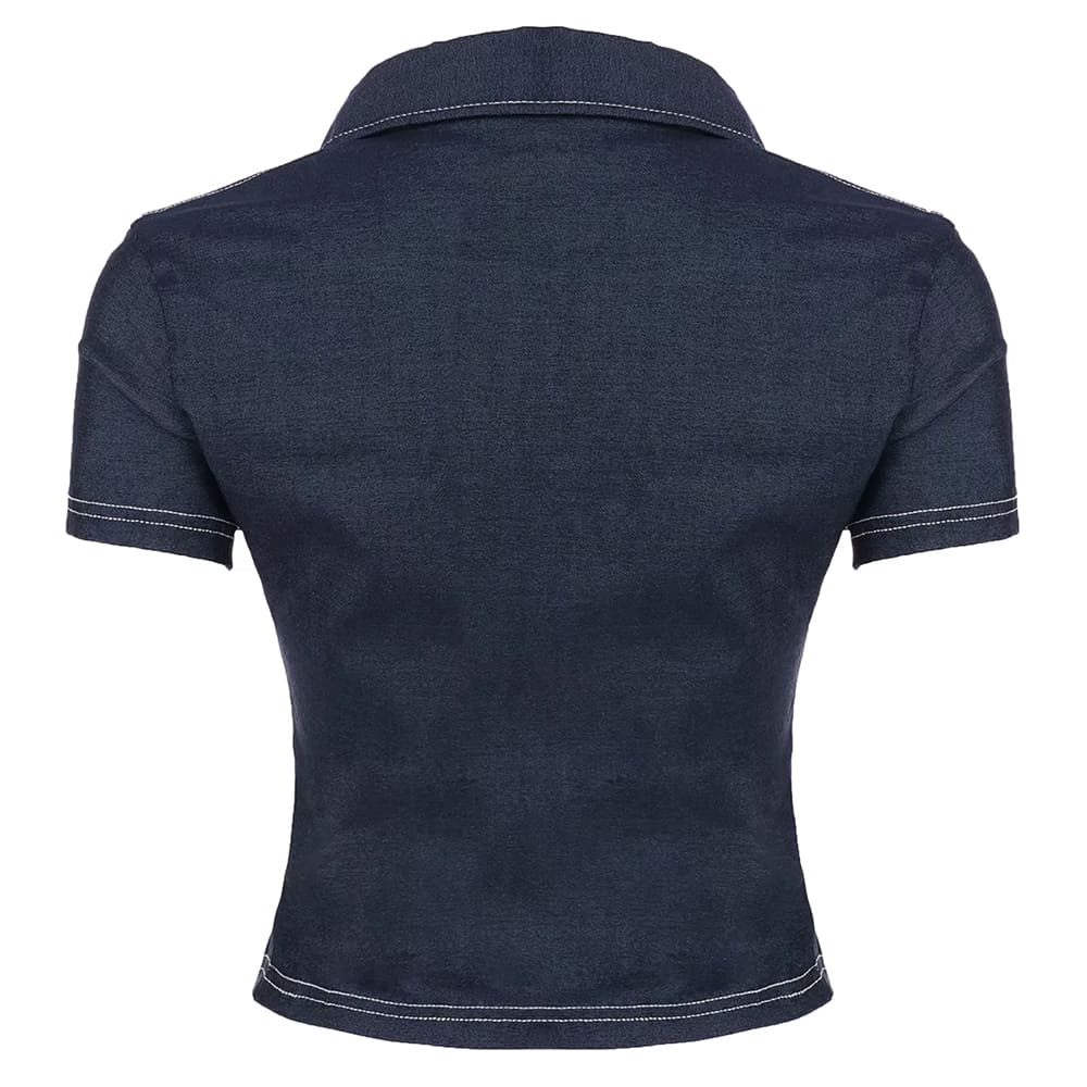 y2k denim cropped shirt boogzel clothing