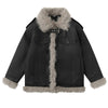 y2k fur trim aviator jacket boogze clothing