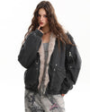 y2k fur trim bomber jacket boogzel clothing