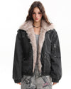 y2k fur trim bomber jacket boogzel clothing