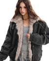 y2k fur trim bomber jacket boogzel clothing