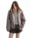 y2k fur trim bomber jacket boogzel clothing