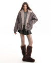 y2k fur trim bomber jacket boogzel clothing
