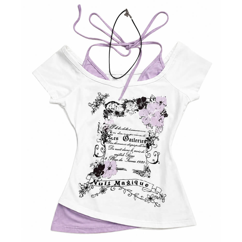 y2k halter layered t-shirt boogzel clothing