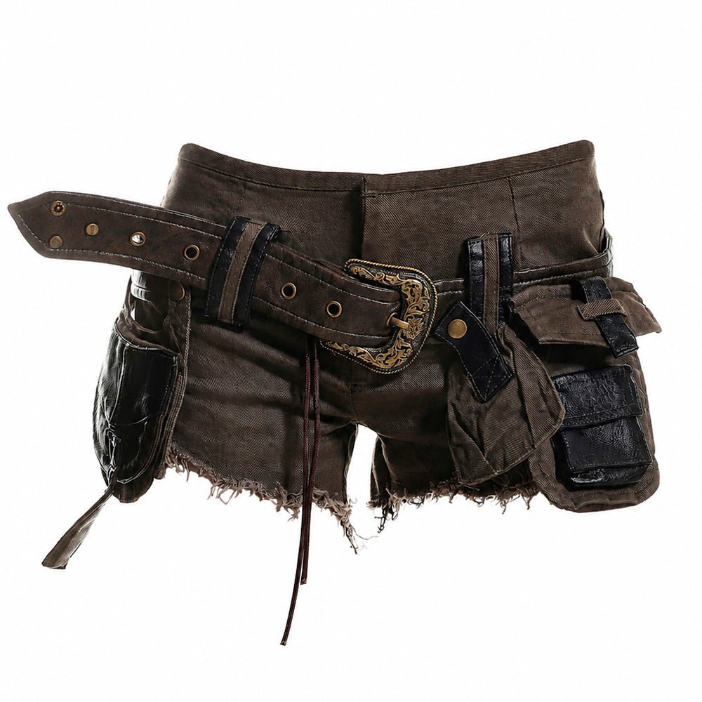 y2k low rise beltedmini shorts boogzel clothing