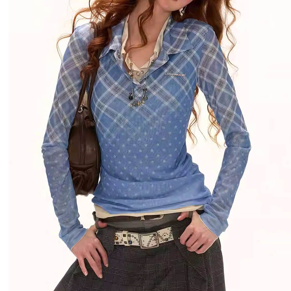 y2k plaid fitted shirt boogzel clothing