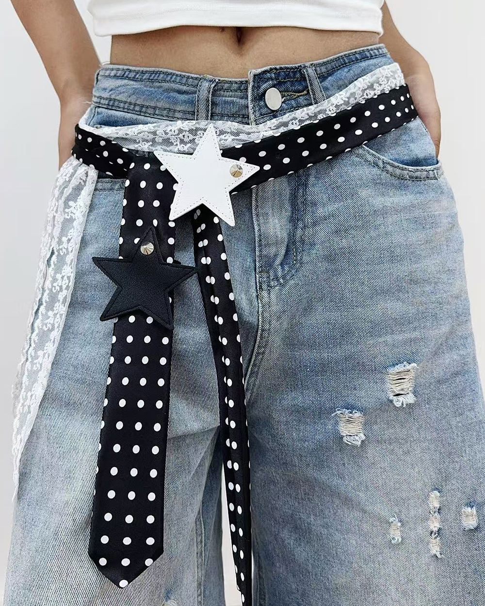 y2k polka dot statement ribbon belt boogzel clothing