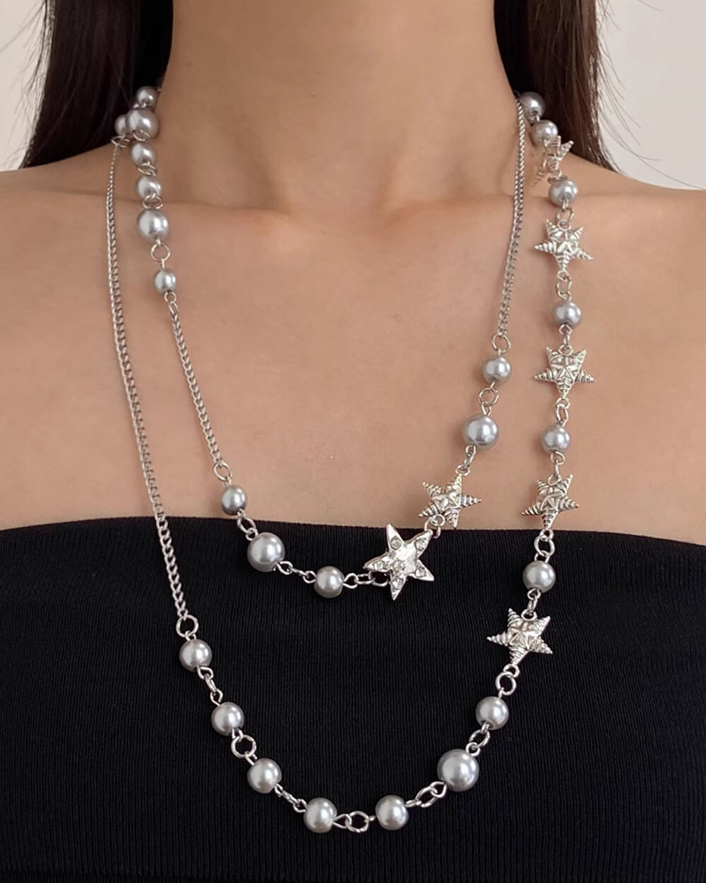 y2k star layered necklace boogzel clothing