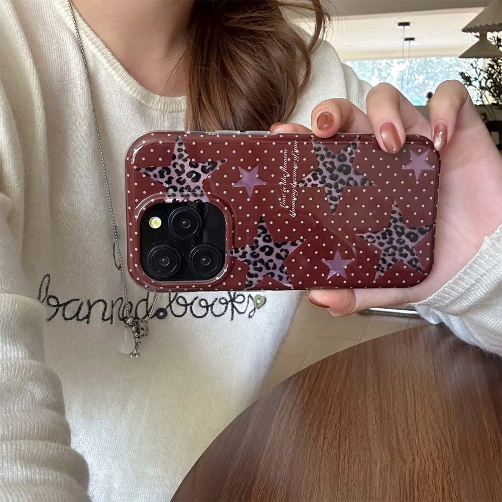 y2k star leopard iphone case boogzel clothing