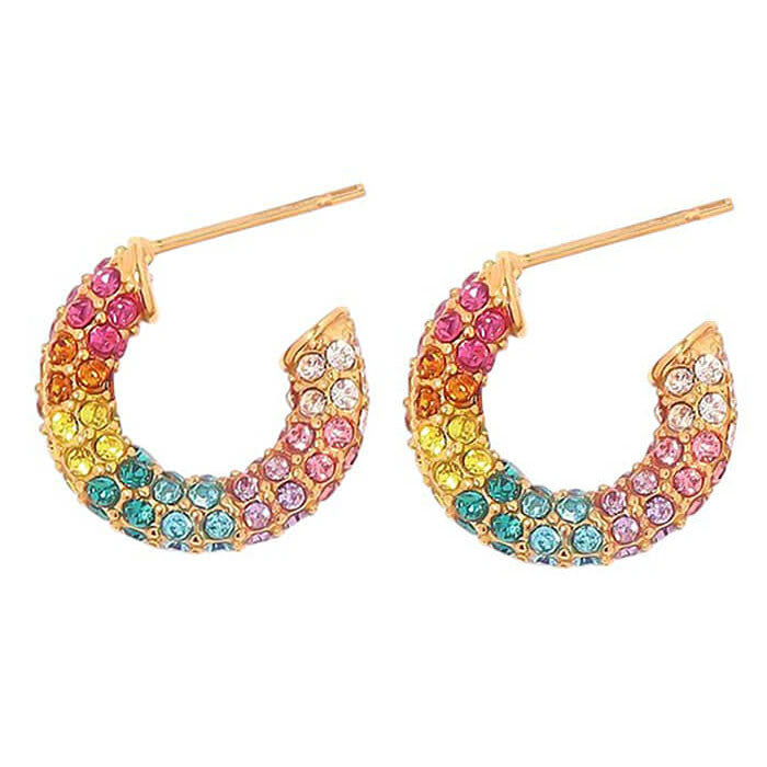 y2k aesthetic rainbow rhinestone earrings boogzel clothing