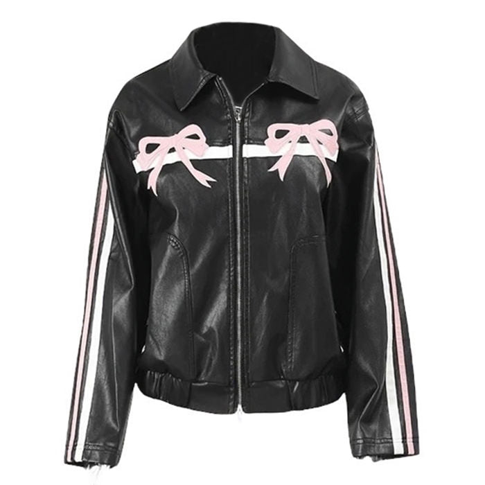 y2k bow motorcycle jacket boogzel clothing