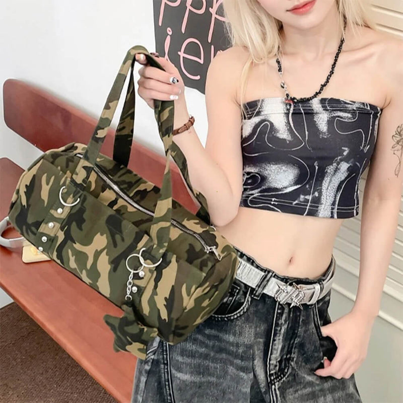 Y2K Camo Bag with Star Charm | BOOGZEL Clothing – Boogzel Clothing