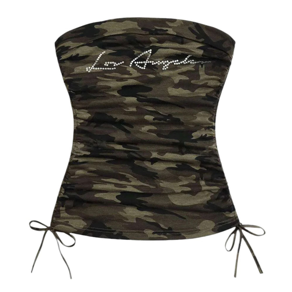 y2k camouflage tube top boogzel clothing