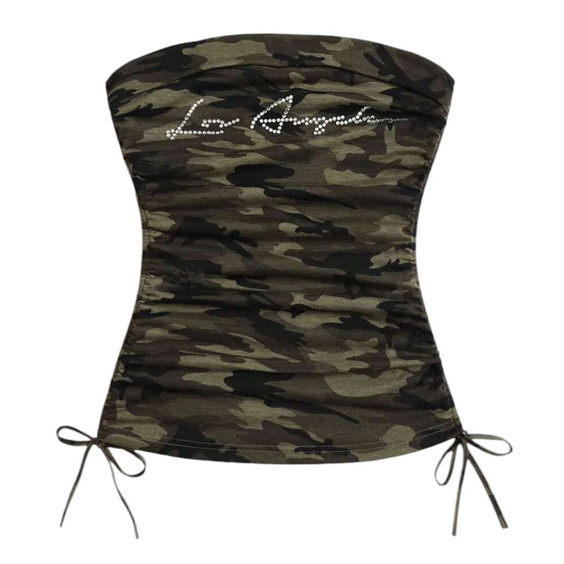 y2k camouflage tube top boogzel clothing