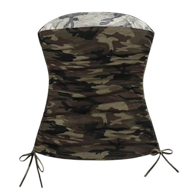 y2k camouflage tube top boogzel clothing