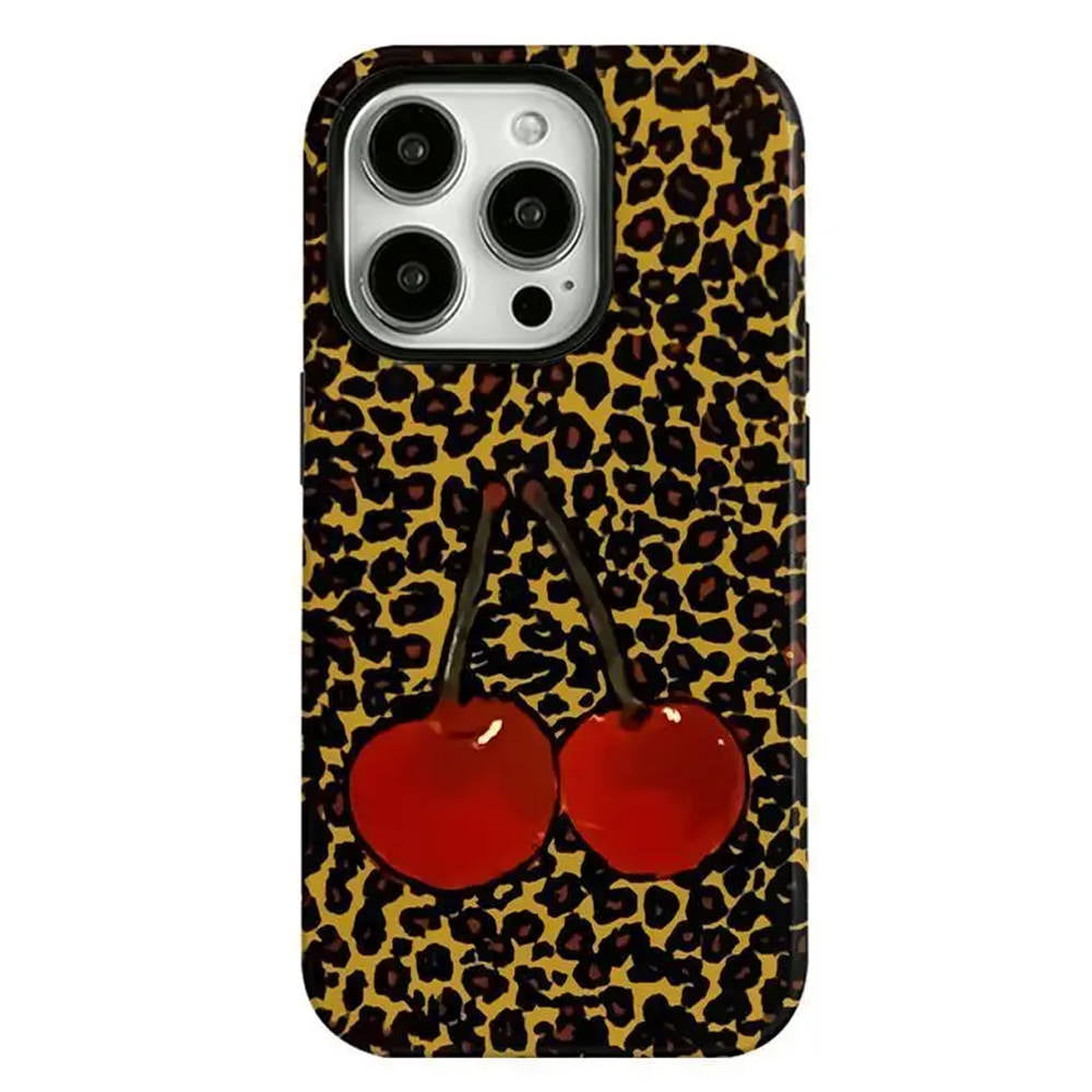 y2k cherry leopard print iphone case boogzel clothing