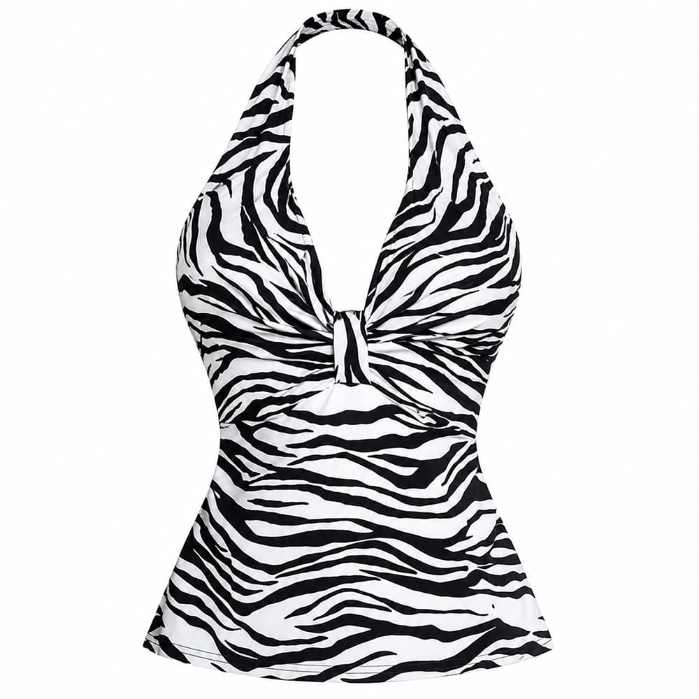 y2k era zebra print halter top boogzel clothing