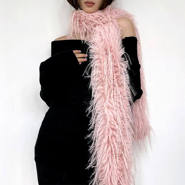 00s y2k goa ゴア　ロング ジレ ストール fur scarf ベスト Striped Faux Fur Scarf: Y2K Jfashion Winter Accessory - Etsy