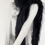 black faux fur long fluffy scarf boogzel clothing