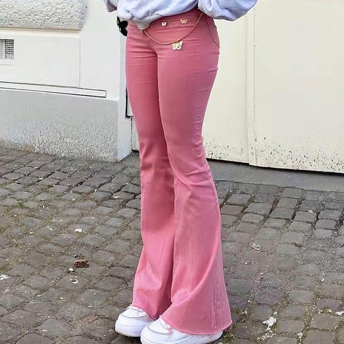 pink flared jeans boogzel clothing