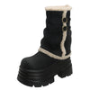 y2k fur trim chunky platform boots boogzel clothing