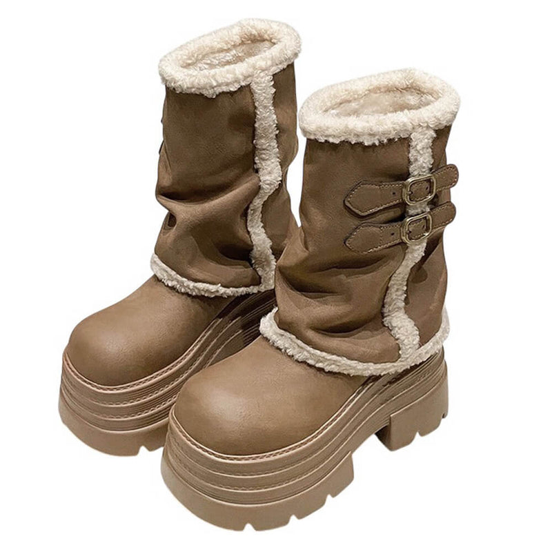 Y2K Fur Trim Chunky Platform Boots | BOOGZEL CLOTHING – Boogzel