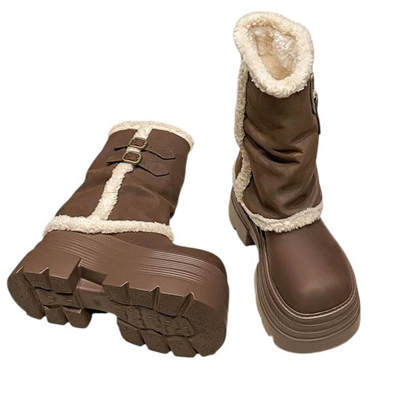 Y2K Fur Trim Chunky Platform Boots | BOOGZEL CLOTHING – Boogzel