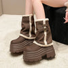y2k fur trim chunky platform boots boogzel clothing