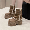 y2k fur trim chunky platform boots boogzel clothing