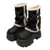 y2k fur trim chunky platform boots boogzel clothing
