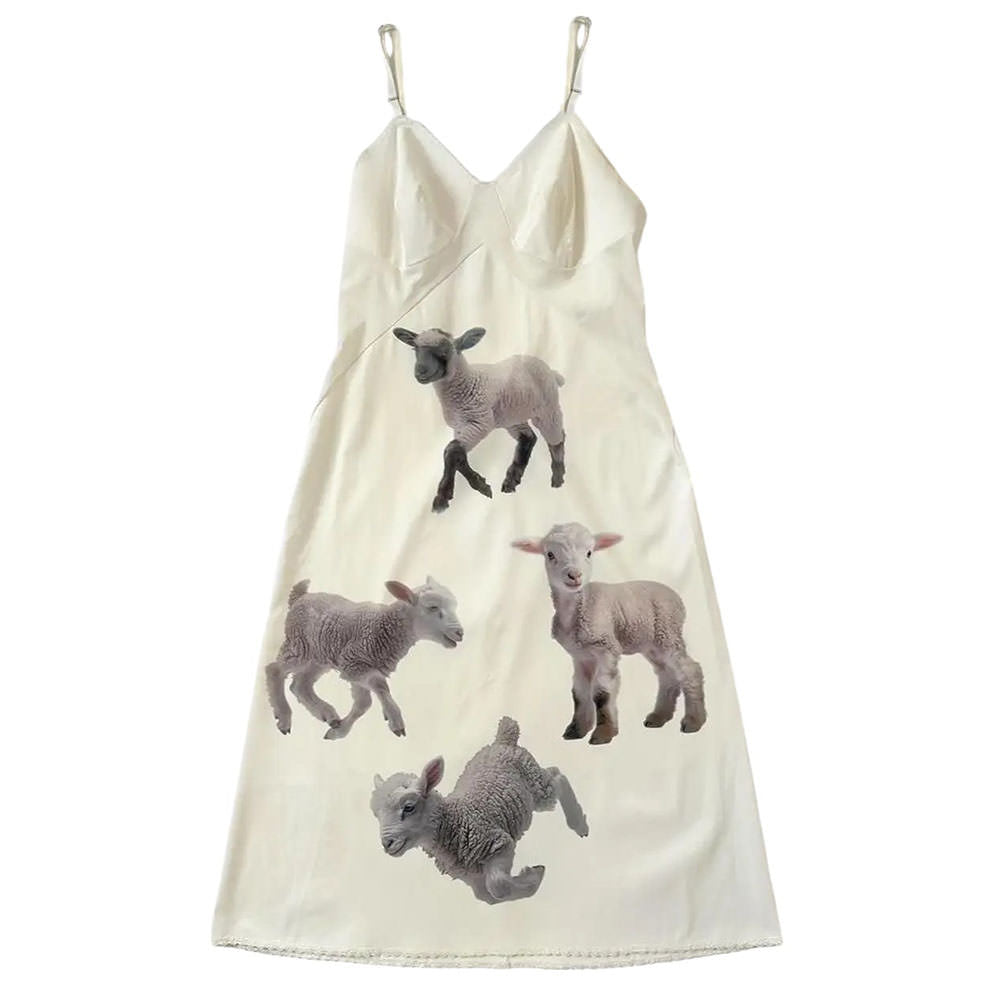 y2k lambs print slip dress boogzel clothing