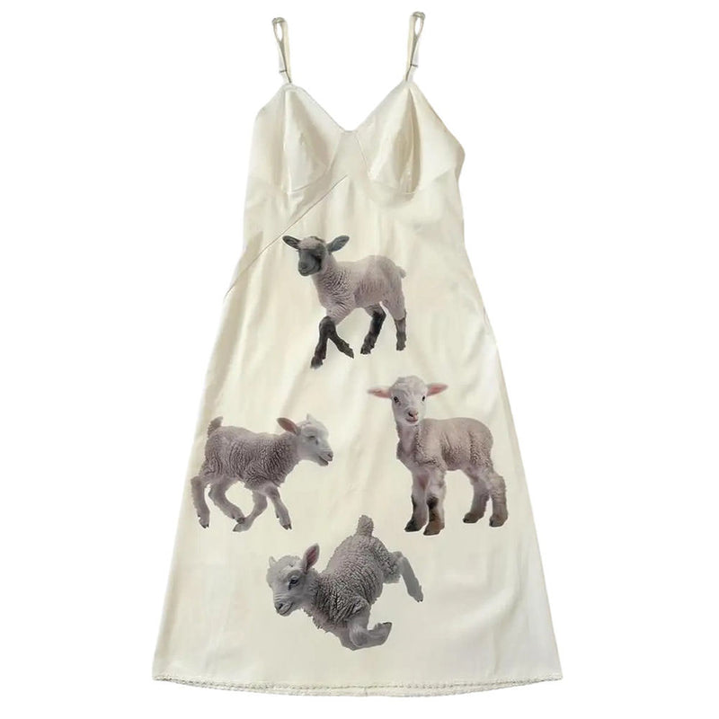 y2k lambs print slip dress boogzel clothing