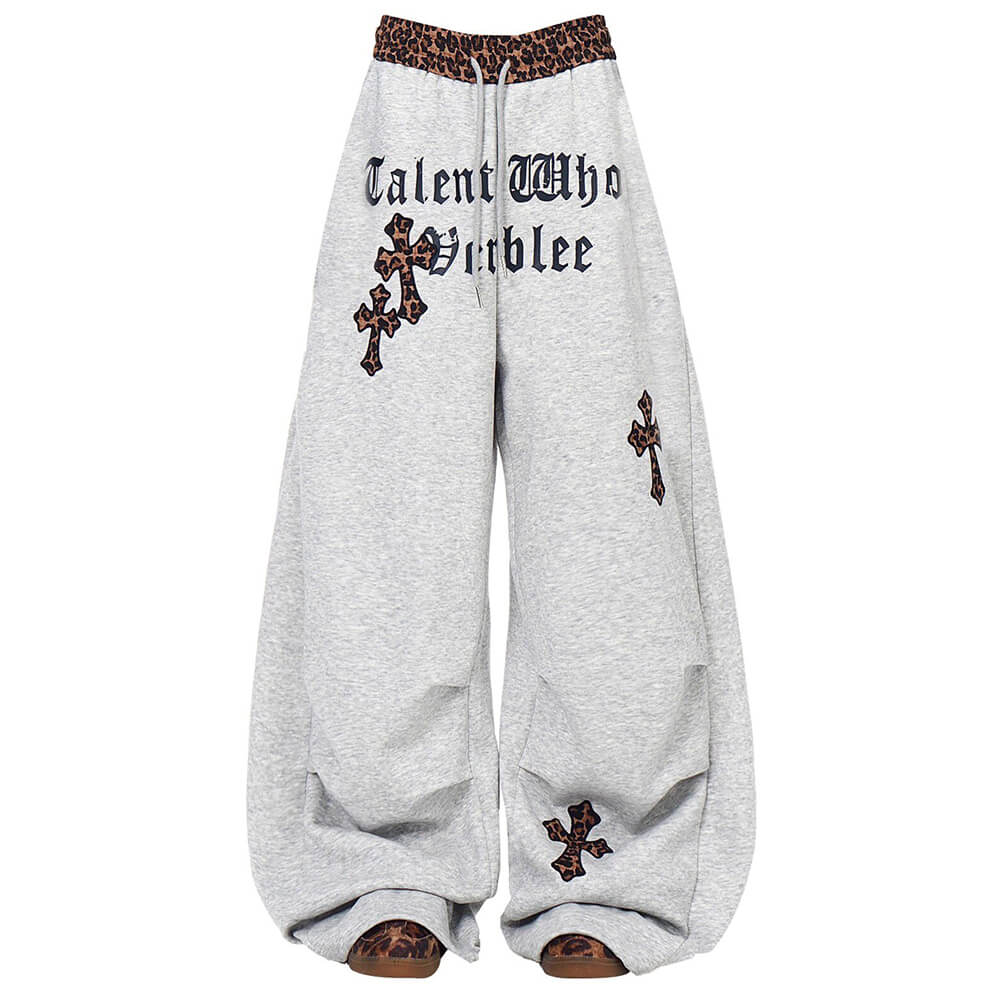y2k leopard cross print joggers boogzel clothing