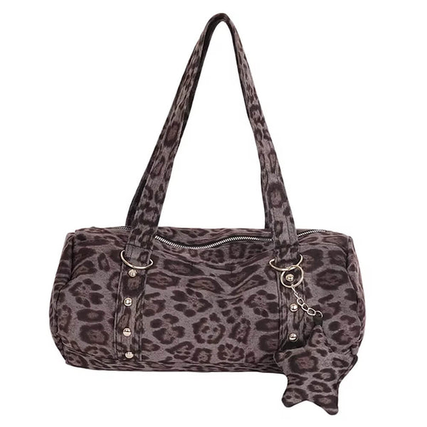 Y2K Leopard Print Bag with Star Charm | BOOGZEL Clothing – Boogzel