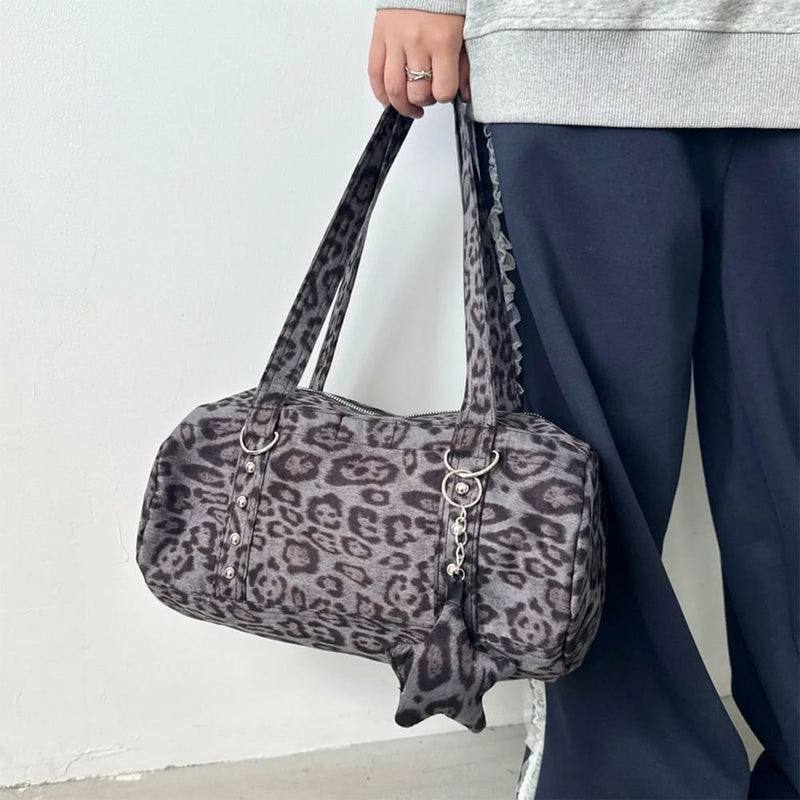 Y2K Leopard Print Bag with Star Charm | BOOGZEL Clothing – Boogzel