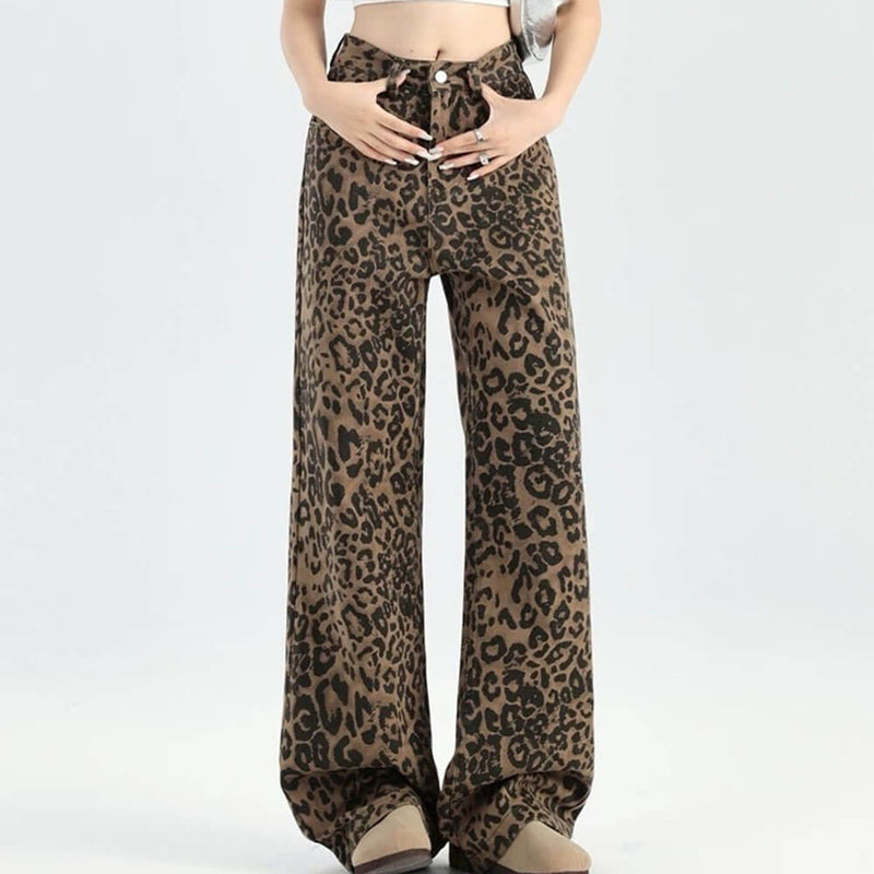 brown leopard print jeans boogzel clothing