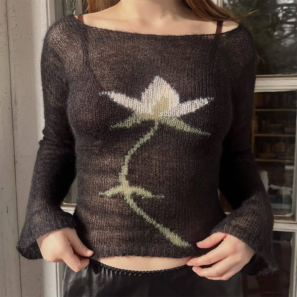 y2k lily crochet long sleeve top boogzel clothing