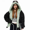 y2k mint green fur parka boogzel clothing