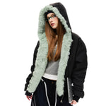 y2k mint green fur parka boogzel clothing