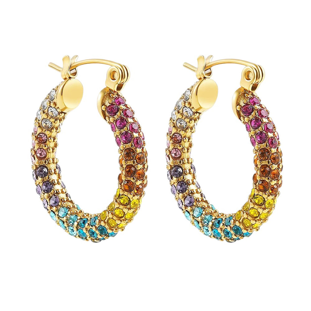 y2k rainbow crystal hoop earrings boogzel clothing