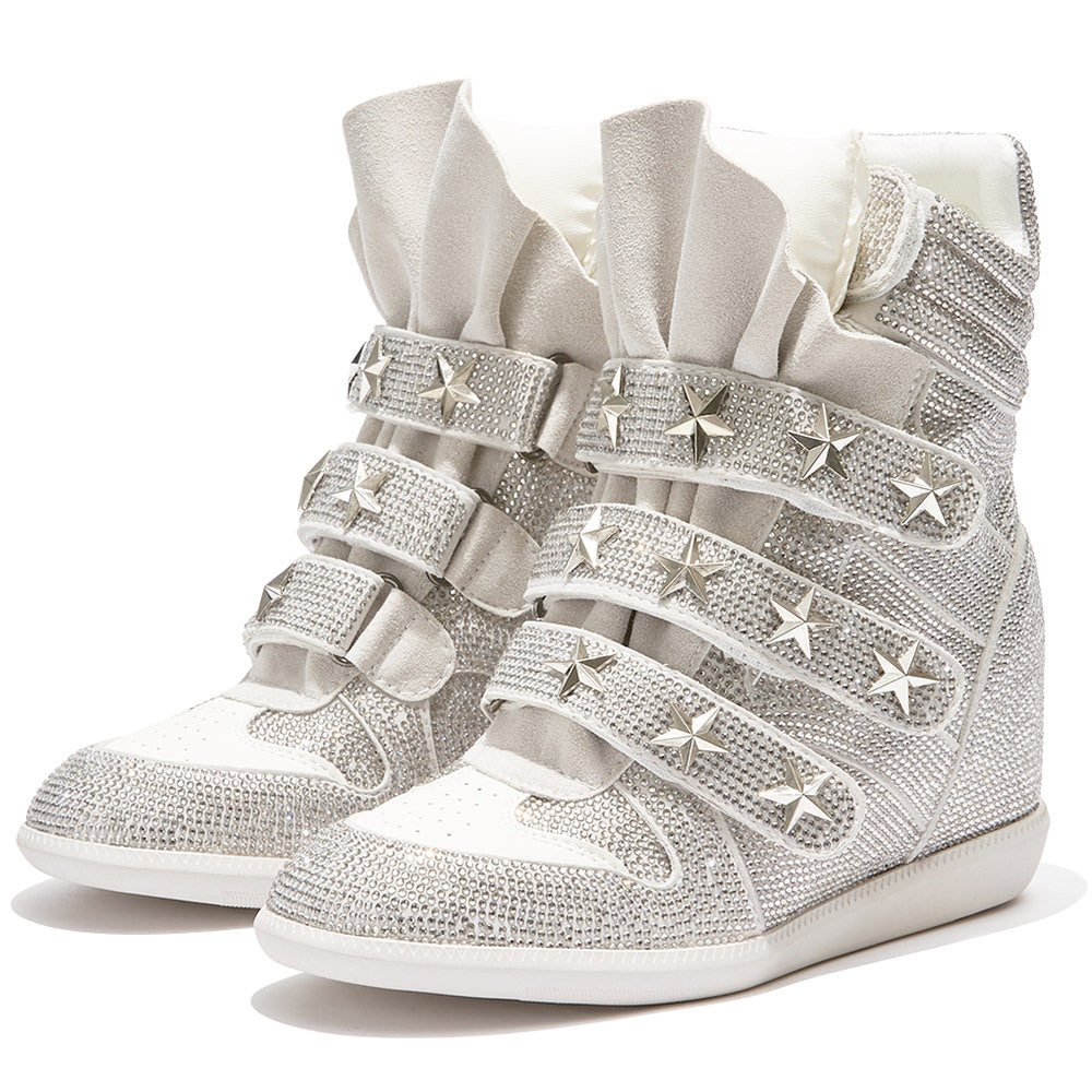 y2k rhinestone star wedge sneakers boogzel clothing
