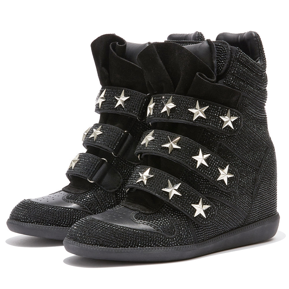 y2k rhinestone star wedge sneakers boogzel clothing
